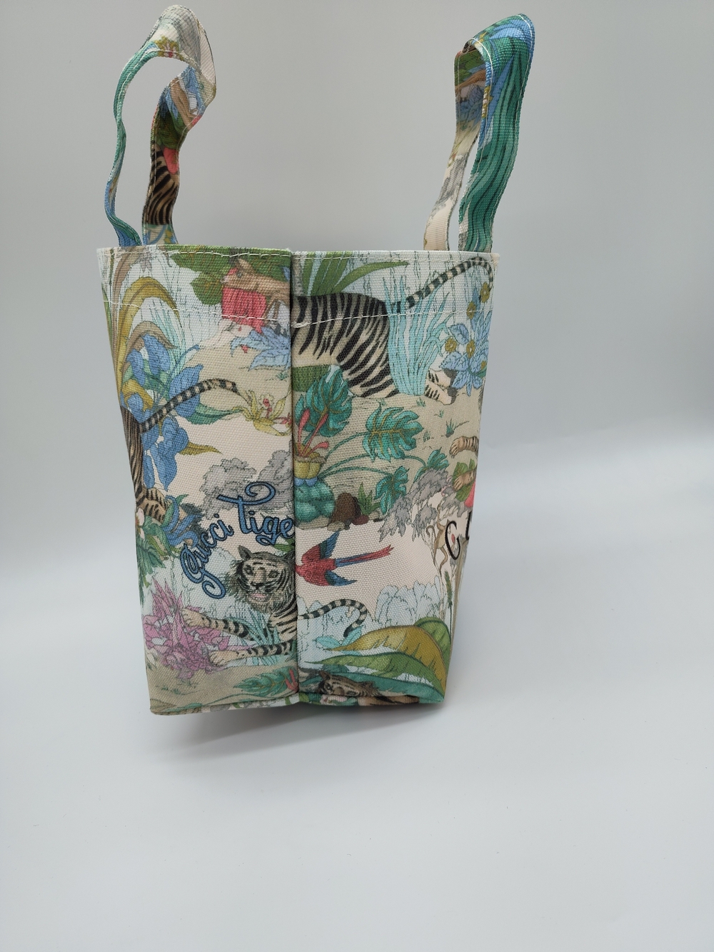 GUCCI Beauty Tiger Floral Canvas Mini Tote Bag Embroidered Logo Cotton NIP - Picture 3 of 8